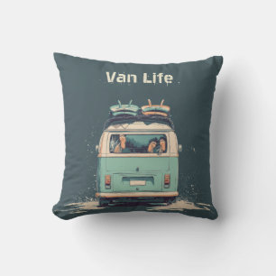 Coussin Surf Van Splash – Camionnette Rétro de Plage