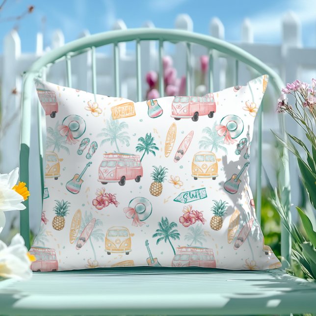 Coussin Surf Vintage  Motif de plage (Créateur téléchargé)