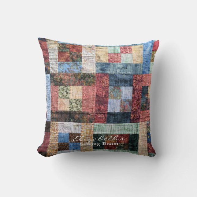 Coussin Surface de travail à atchwork vintage (Recto)