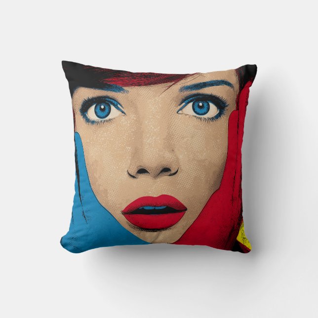 Coussin Surprised Woman in Pop Art (Recto)