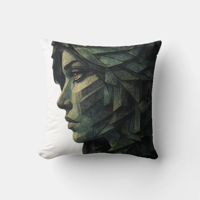 Coussin Surreal Geometric Woman Cubist Art (Recto)