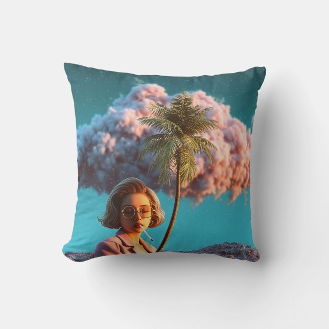 Coussin Surreal Woman with Palm Tree (Recto)