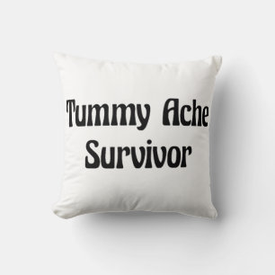 Coussin Survivant de mal de ventre en noir Citation drôle 