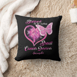 Coussin Survivante du cancer du sein personnalisée bénie