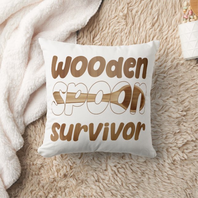 Coussin Survivor de la cuillère en bois Drôle expression i (Couverture)