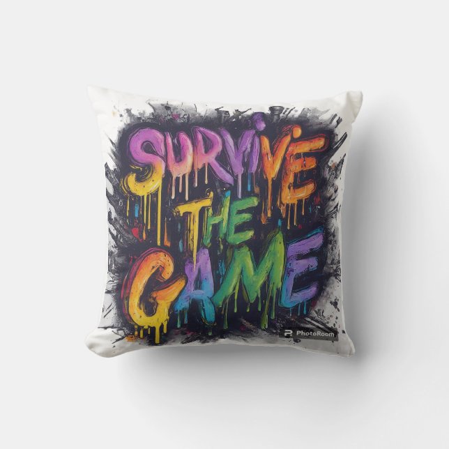 Coussin Survivre au jeu (Recto)