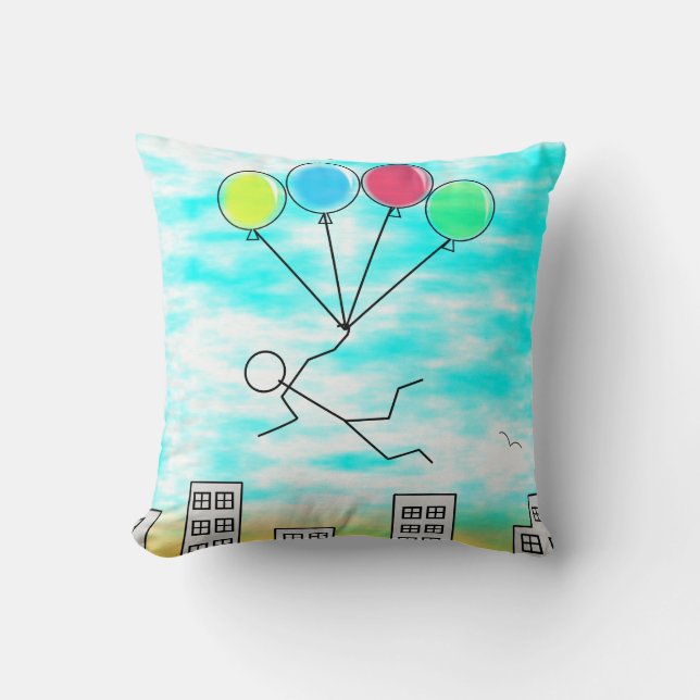 Coussin Survoler la ville avec des ballons (Recto)