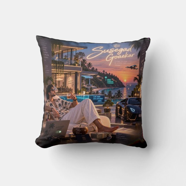 Coussin Susegad Goaekar • Mêmes Vibrations Rêves Plus Gran (Recto)
