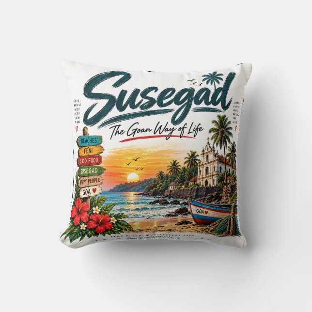Coussin Susegad — Le mode de vie goanais (Recto)