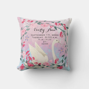 Coussin Swan Baby Girl Nursery Statistiques ou fiche de na