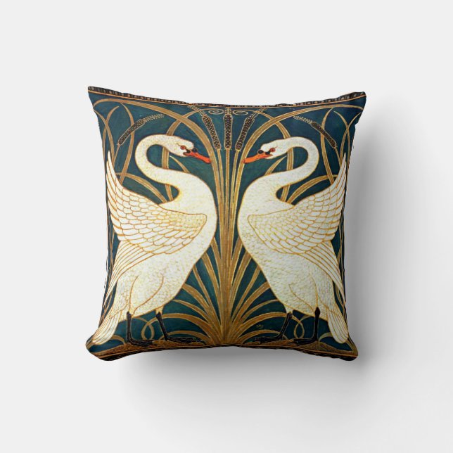 Coussin Swan et Rush et Iris, design vintage (Recto)