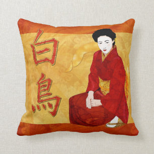 Coussin SwanGeisha Art folklorique japonais