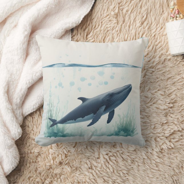 Coussin Sweat - shirt à capuche blanc sous-marin baleine (Couverture)