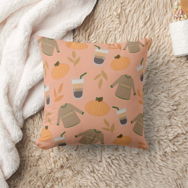 Coussin Sweaters, Citrouille et Motif d'automne de café gl (Couverture)