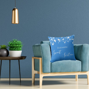 Coussin Sweet 16 bleu vif étoile blanche nom