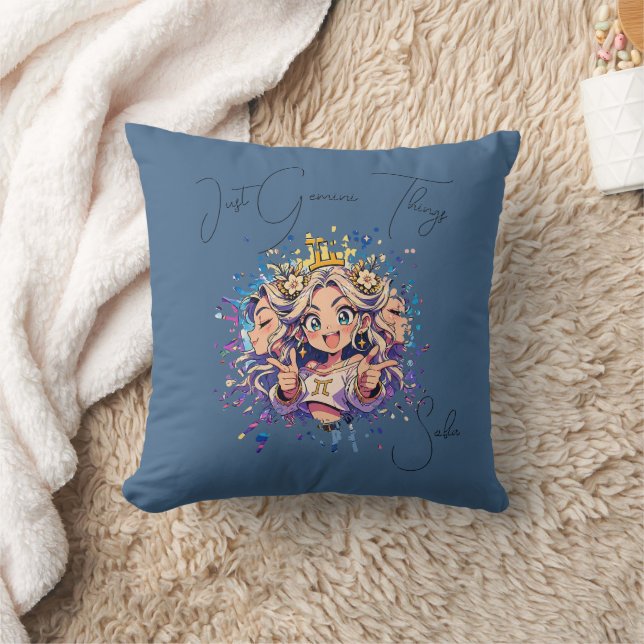Coussin Sweet 16 Gemini Anime Custom Name Pillow (Couverture)