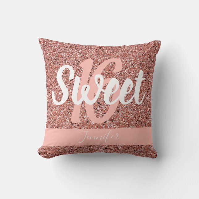 Coussin Sweet 16 Rose Rose rose or Parties scintillant per (Recto)