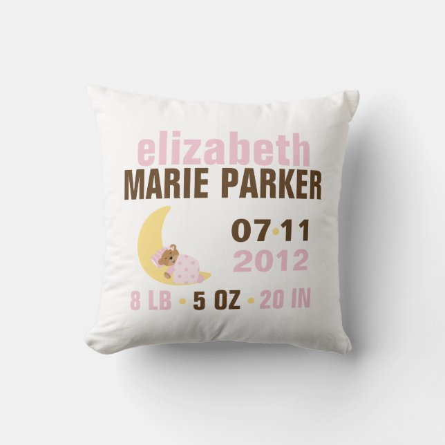 Coussin Sweet Dreams Baby Bear Faire-part de naissance {ro (Recto)