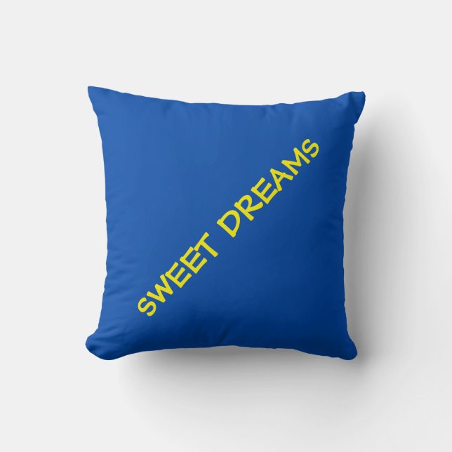 Coussin Sweet Dreams Cobalt Bleu Jaune Personnalisable (Recto)