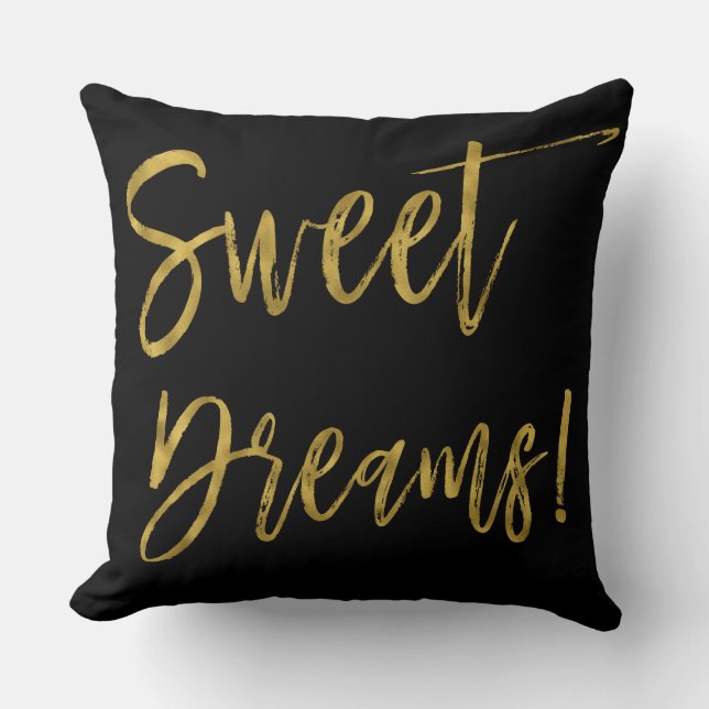 Coussin Sweet Dreams Gold Typographie Inspiration Word (Recto)