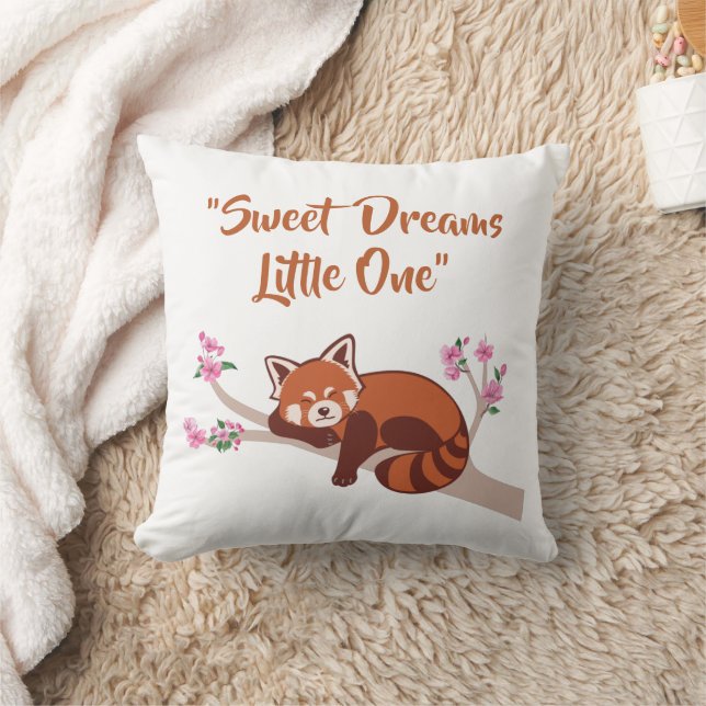 Coussin "Sweet Dreams Little One" Sleepy Red Panda Blanc (Couverture)