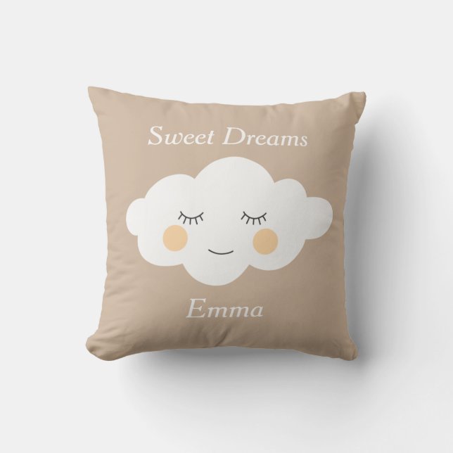 Coussin Sweet Dreams Nom Sleepy Kawaii Cloud Pastel (Recto)
