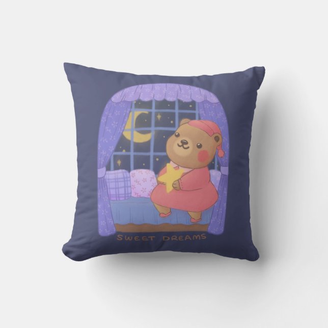Coussin Sweet Dreams : Teddy Bear Illustration (Recto)