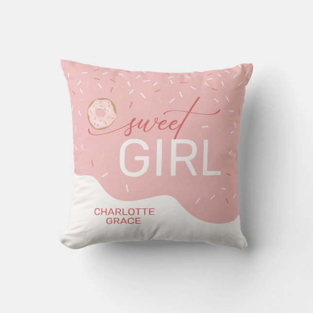 Coussin Sweet Girl Pink Frosting Spinkles Girl (Recto)