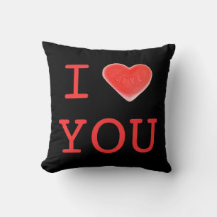 Coussin Sweet Heart Black 'I heart You' deux côtés carré