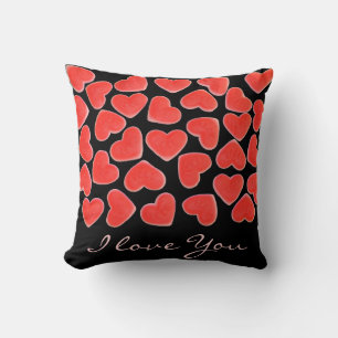 Coussin Sweet Hearts Noir 'I love You' carré script