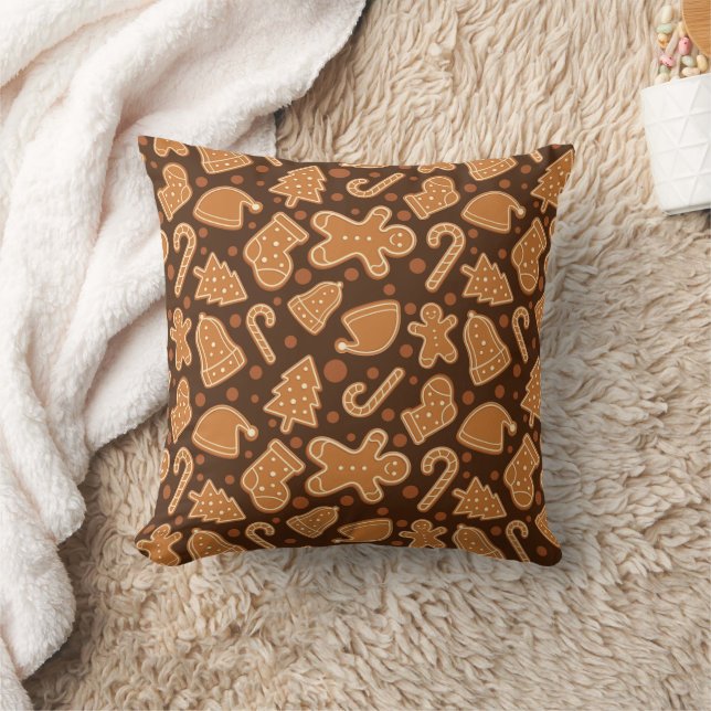 Coussin Sweet Holiday Gingerbread Cookies Dark Brown Home (Couverture)