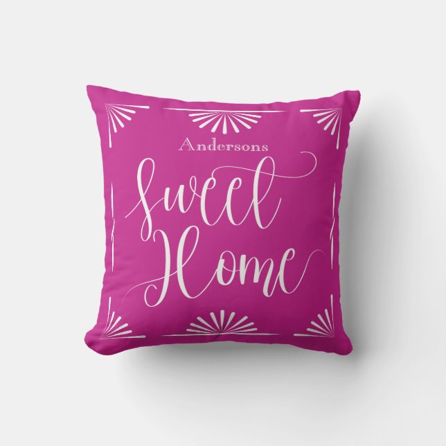 Coussin Sweet Home Art Déco Vin Rouge (Recto)