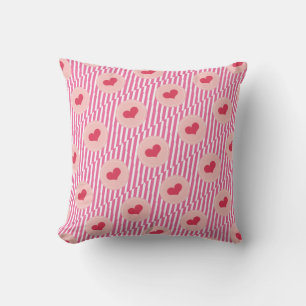 Coussin Sweet Love Hearts Stripes Valentine's Day Cushion