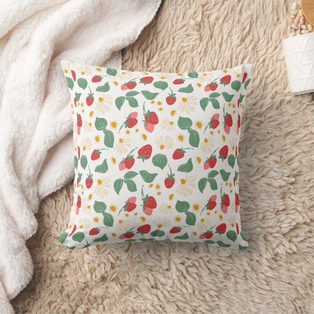 Coussin Sweet Red Strawberry Garden Fruit Pattern  (Couverture)