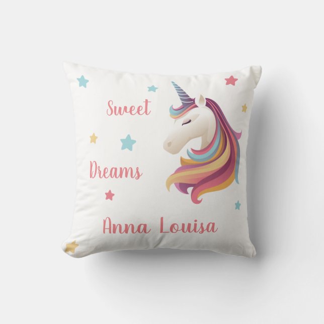 Coussin Sweet rêves unicorn personnalisez (votre nom) (Recto)