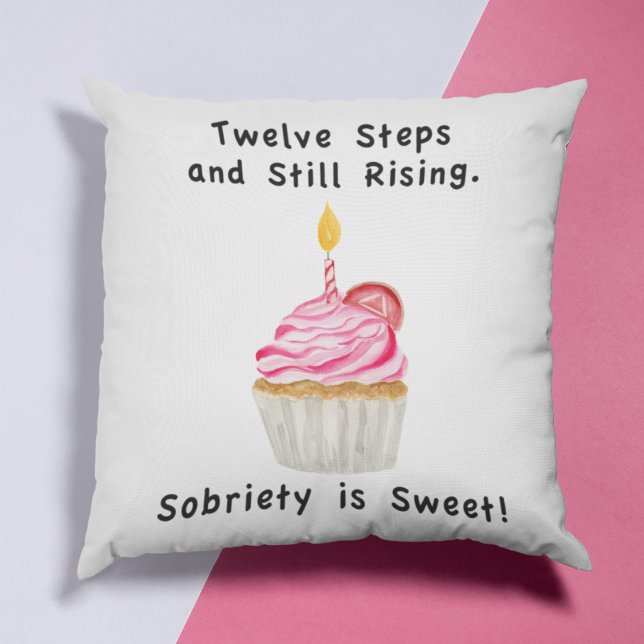 Coussin Sweet Sobriety : Cupcake avec bougie, pièce de réc (Créateur téléchargé)