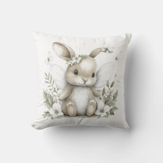 Coussin Sweet watercolour fairy bunny illustration