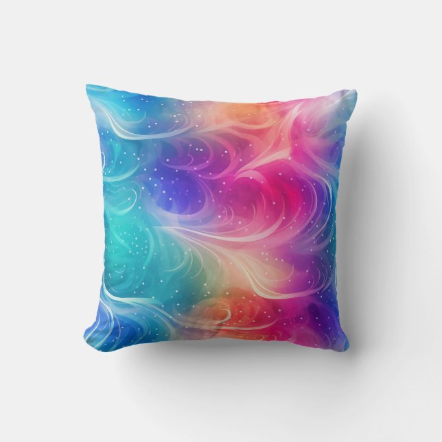 Coussin Swirling Rainbow Abstract Throw Pillow (Recto)
