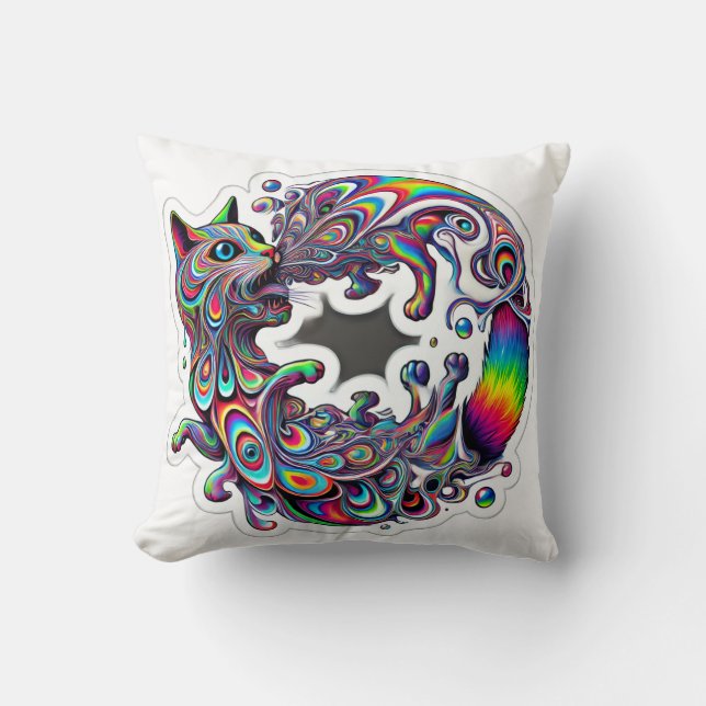 Coussin Swirling Spiral Cat Throw Pillow (Recto)