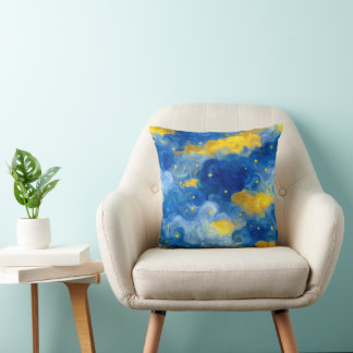 Coussin Swirly stars and sky abstract