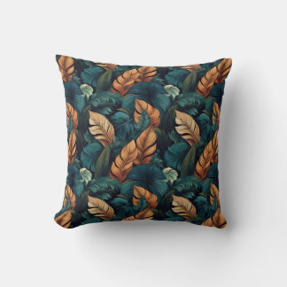 Coussin Swirly tropical leaves