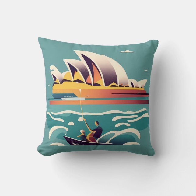 Coussin Sydney Opera House Australie peinture souvenir (Recto)