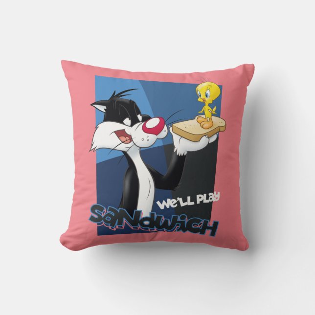 Coussin SYLVESTER™ & TWEETY™ "Nous allons jouer au sandwic (Recto)