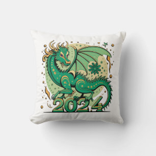 Coussin Symbole 2024 Nouvel An, Dragon de Bois Vert