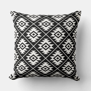 Coussin Symbole aztèque Motif stylisé blanc sur noir