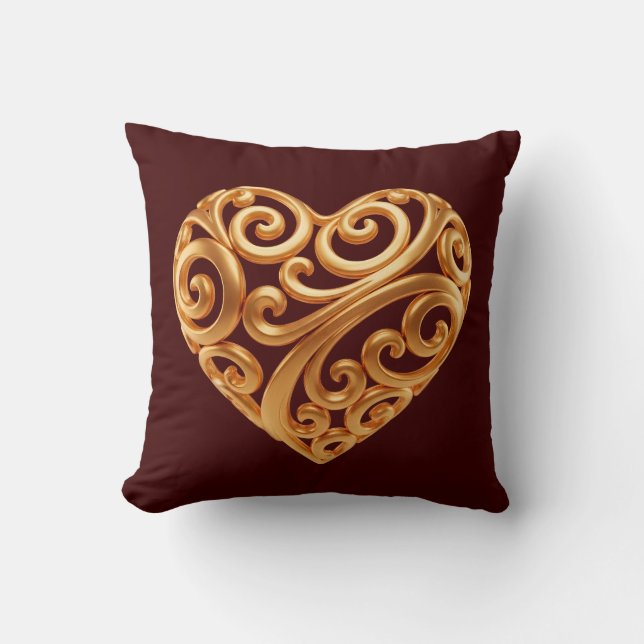 Coussin Symbole Bourguignon Cœur Doré de l'Amour (Recto)