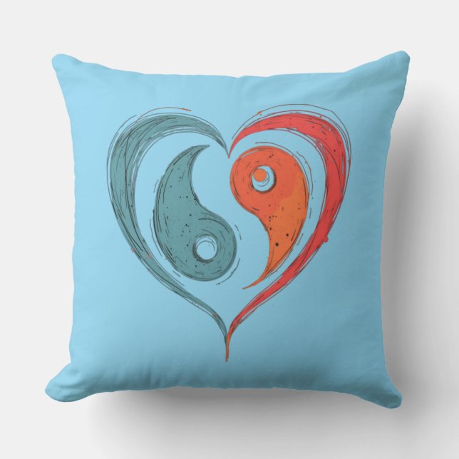 Coussin Symbole cardiaque Yin Yang personnalisé (Recto)