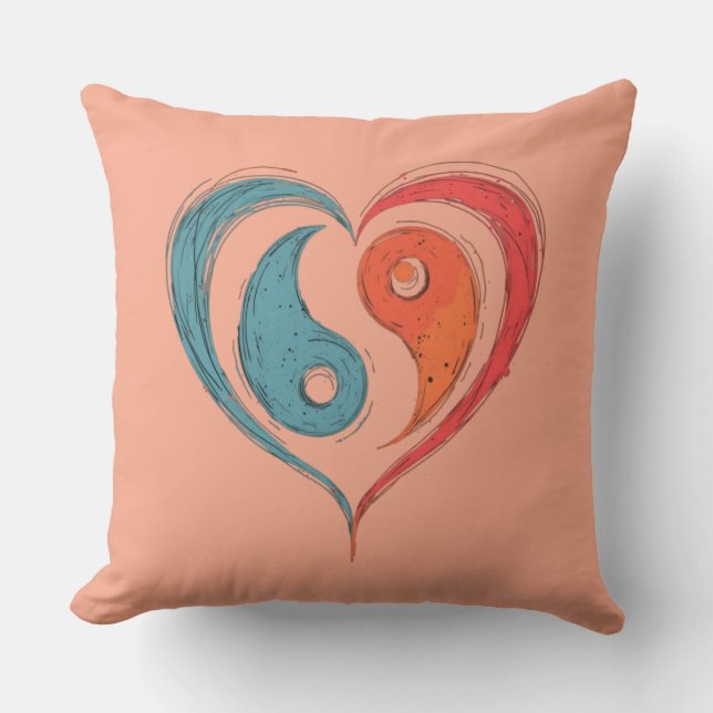 Coussin Symbole cardiaque Yin Yang personnalisé (Recto)