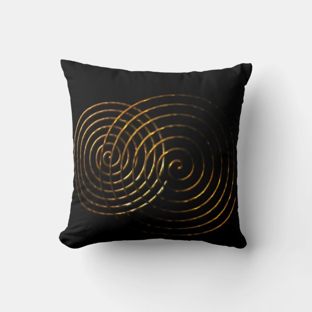 Coussin Symbole celtique spirale or métallique (Recto)