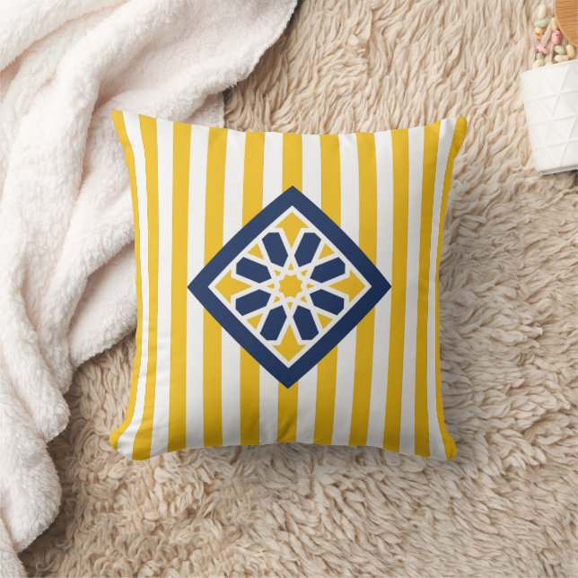 Coussin Symbole de Fleur de Zellige d'or marocain (Couverture)